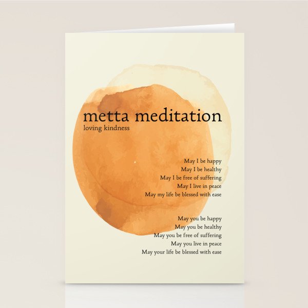 Metta Meditation Orange Loving Kindness Stationery Card Gallery Image 1
