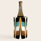 Mid Century Modern Liquid Watercolor Abstract / Faux Gold, Ocean Blue Teal, Brown, Black, White/ V1 Wine Chiller Gallery Image 1