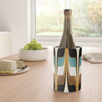 Mid Century Modern Liquid Watercolor Abstract / Faux Gold, Ocean Blue Teal, Brown, Black, White/ V1 Wine Chiller Gallery Image 4