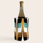 Mid Century Modern Liquid Watercolor Abstract / Faux Gold, Ocean Blue Teal, Brown, Black, White/ V1 Wine Chiller Gallery Image 3