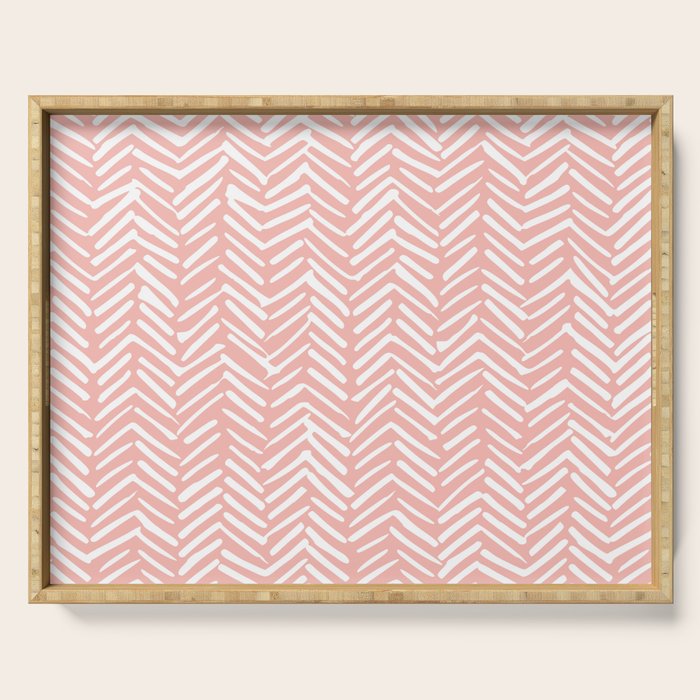 Pink, Boho, Abstract, Herringbone Pattern Serving Tray Gallery Image 1