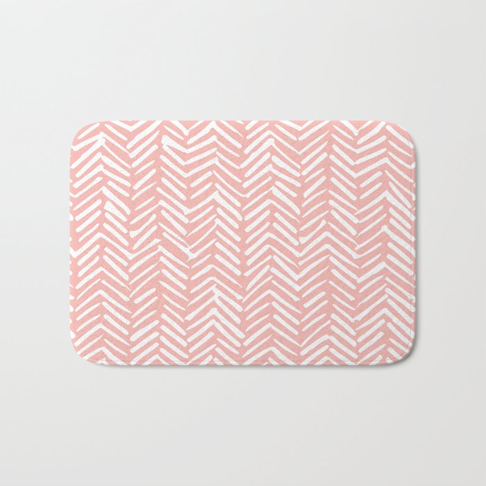 Pink, Boho, Abstract, Herringbone Pattern Bath Mat Gallery Image 1