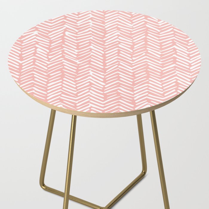 Pink, Boho, Abstract, Herringbone Pattern Side Table Gallery Image 2