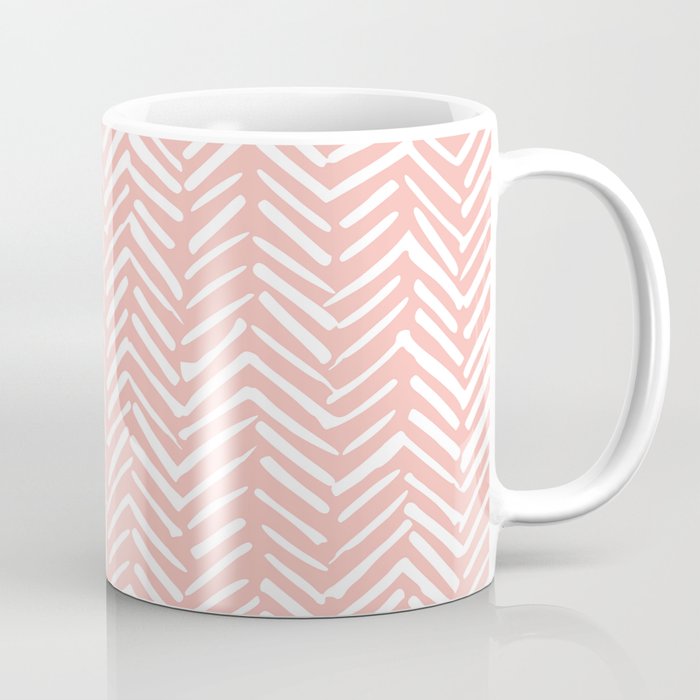 Pink, Boho, Abstract, Herringbone Pattern Coffee Mug Gallery Image 1