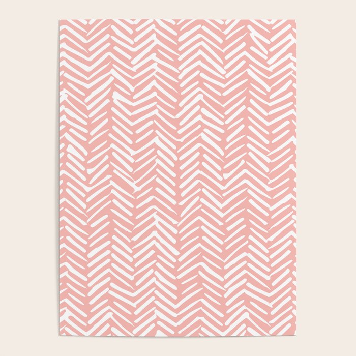 Pink, Boho, Abstract, Herringbone Pattern Poster Gallery Image 4