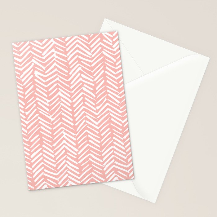 Pink, Boho, Abstract, Herringbone Pattern Stationery Card Gallery Image 2