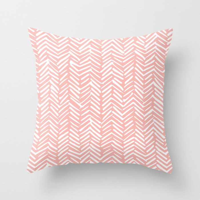 Pink, Boho, Abstract, Herringbone Pattern Throw Pillow Gallery Image 1