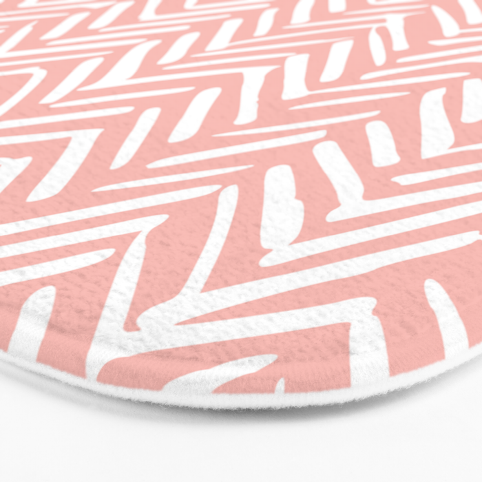 Pink, Boho, Abstract, Herringbone Pattern Bath Mat Gallery Image 3