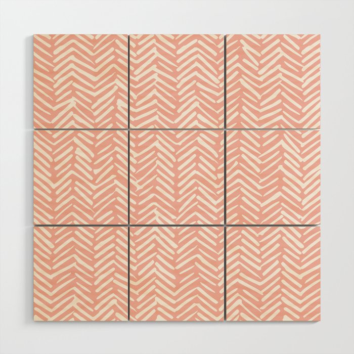 Pink, Boho, Abstract, Herringbone Pattern Wood Wall Art Gallery Image 1