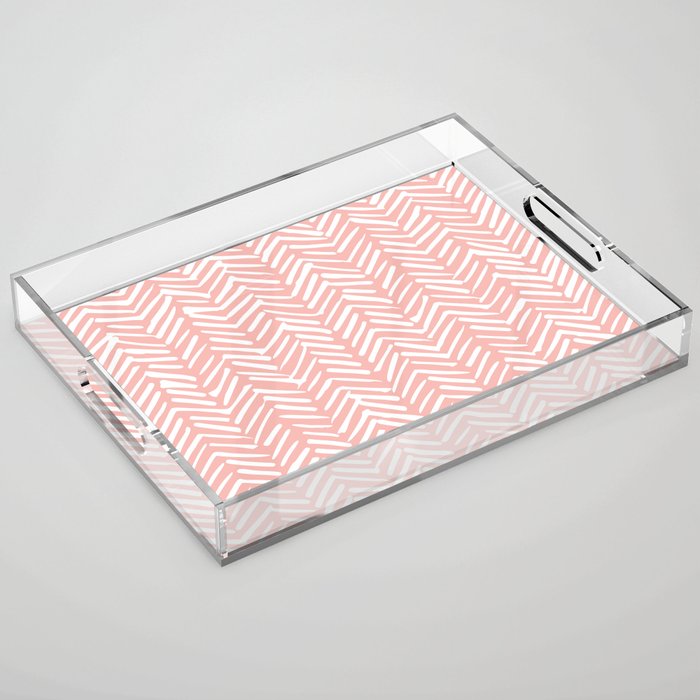 Pink, Boho, Abstract, Herringbone Pattern Acrylic Tray Gallery Image 1