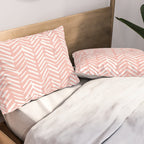 Pink, Boho, Abstract, Herringbone Pattern Pillow Sham Gallery Image 2