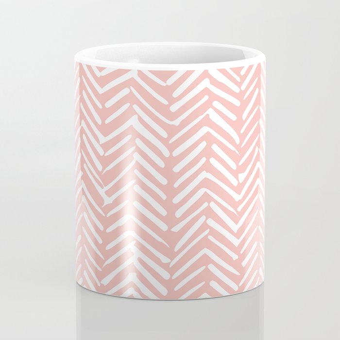 Pink, Boho, Abstract, Herringbone Pattern Coffee Mug Gallery Image 4