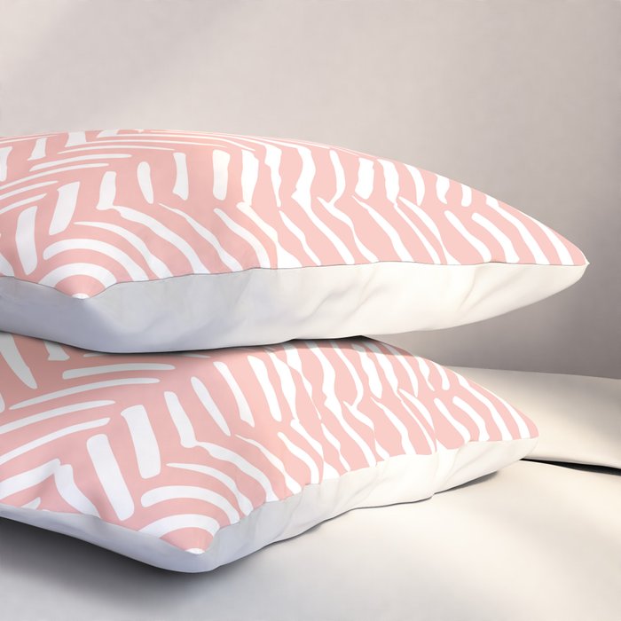 Pink, Boho, Abstract, Herringbone Pattern Pillow Sham Gallery Image 3