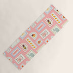 Vintage summer travel postage stamp pattern Yoga Mat Gallery Image 1
