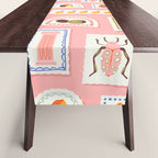 Vintage summer travel postage stamp pattern Table Runner Gallery Image 1