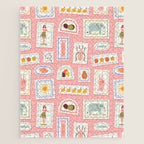 Vintage summer travel postage stamp pattern Jigsaw Puzzle Gallery Image 1