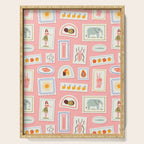 Vintage summer travel postage stamp pattern Serving Tray Gallery Image 1