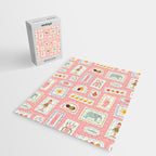 Vintage summer travel postage stamp pattern Jigsaw Puzzle Gallery Image 2