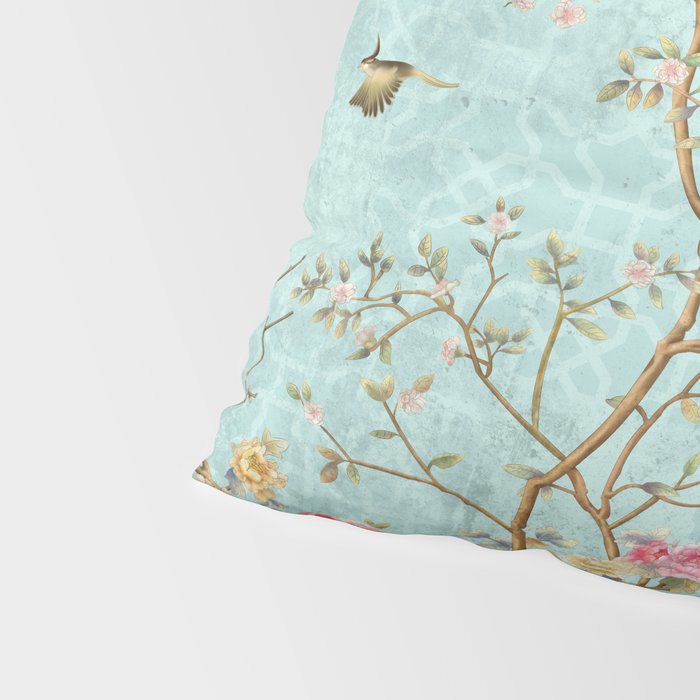 Romantic Chinoiserie Aqua Zen Garden Pillow Sham Gallery Image 4