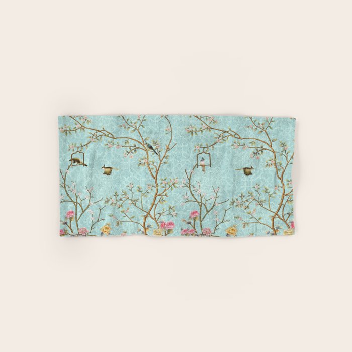 Romantic Chinoiserie Aqua Zen Garden Bath Towel Gallery Image 1