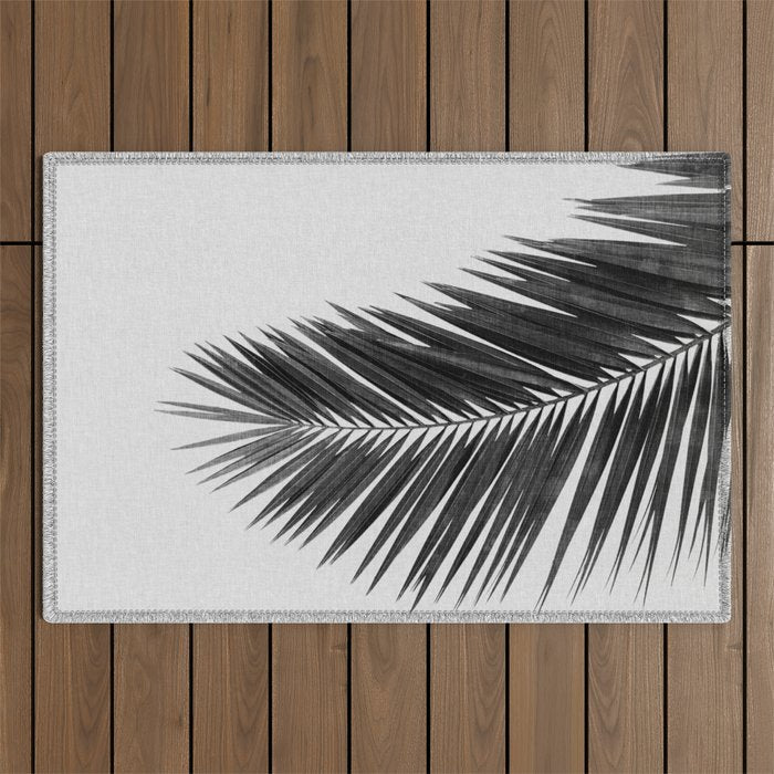 Palm Leaf Black & White I Outdoor Rug Gallery Image 1