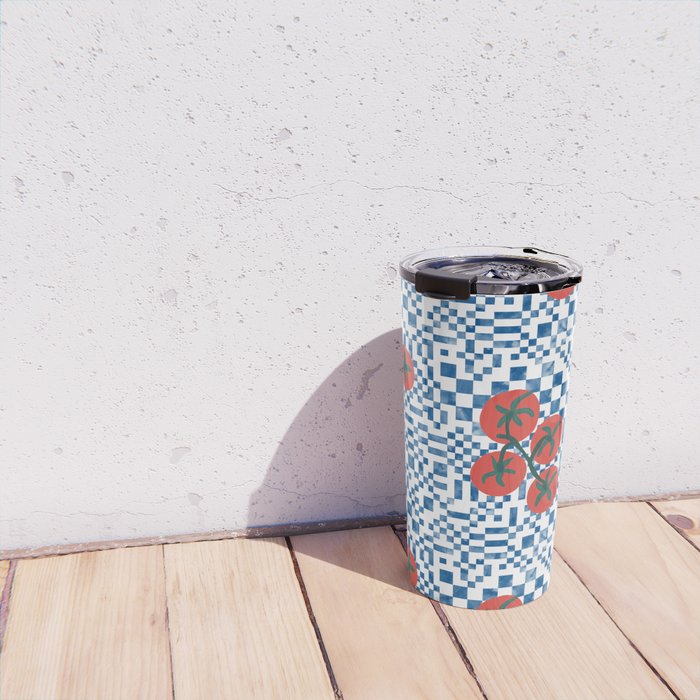 Tomatoes Checkered Grid Travel Mug Gallery Image 4