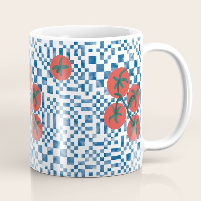 Tomatoes Checkered Grid Coffee Mug Gallery Image 1