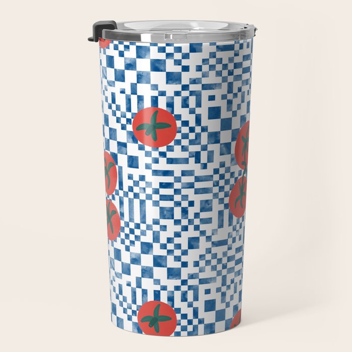 Tomatoes Checkered Grid Travel Mug Gallery Image 3