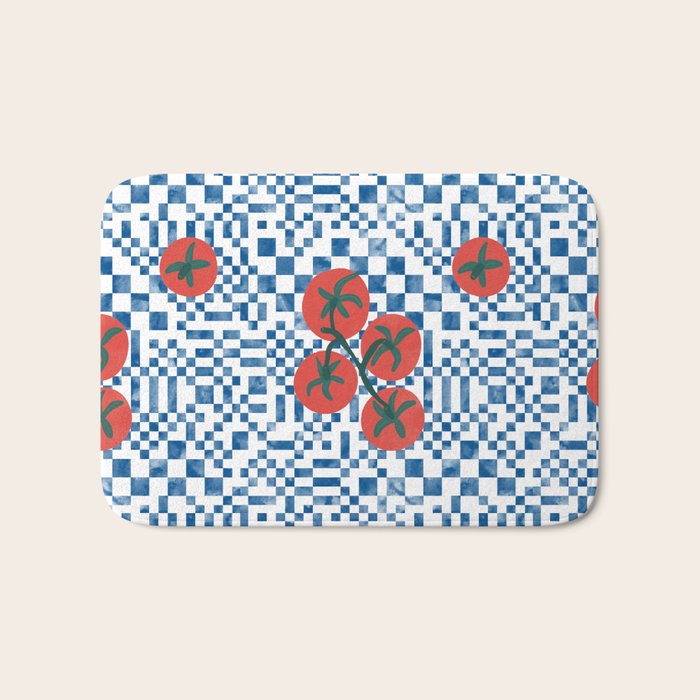 Tomatoes Checkered Grid Bath Mat Gallery Image 1