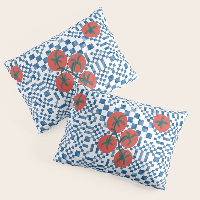 Tomatoes Checkered Grid Pillow Sham Gallery Image 3