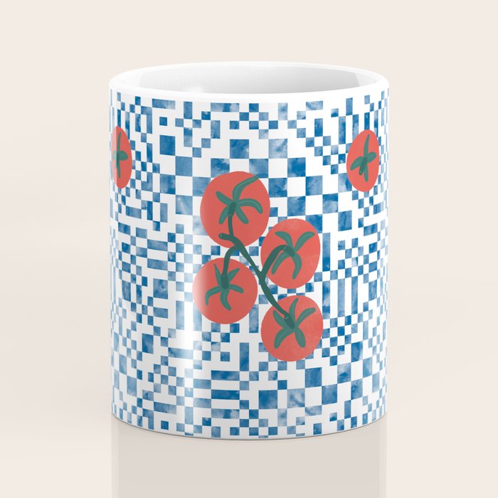 Tomatoes Checkered Grid Coffee Mug Gallery Image 4