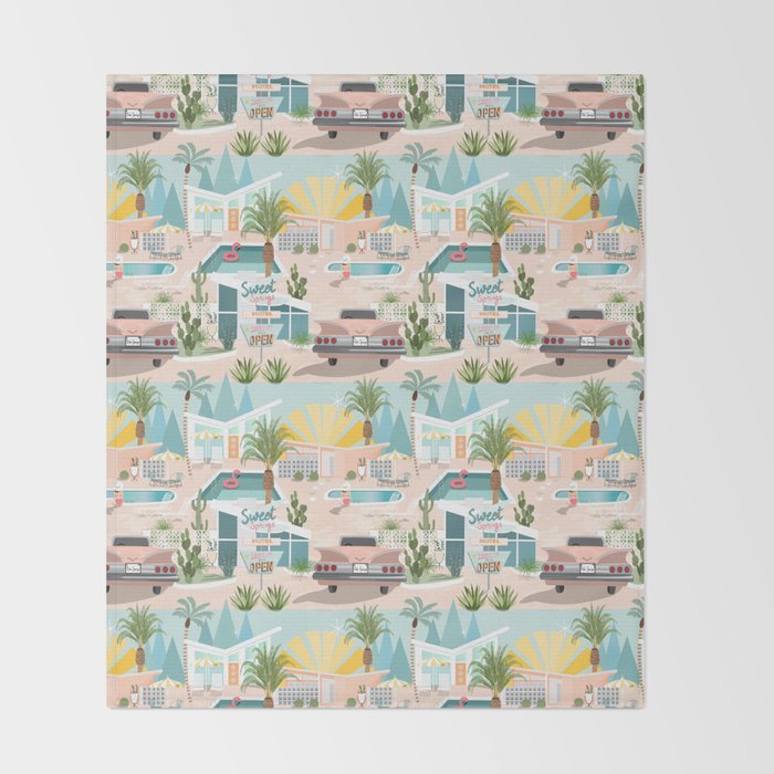 Retro Palm Springs III Throw Blanket Gallery Image 2