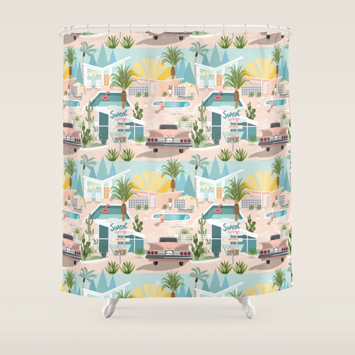 Retro Palm Springs III Shower Curtain Gallery Image 1