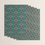 Modern colorful beaded boho aztec kilim pattern on teal Wrapping Paper Gallery Image 3