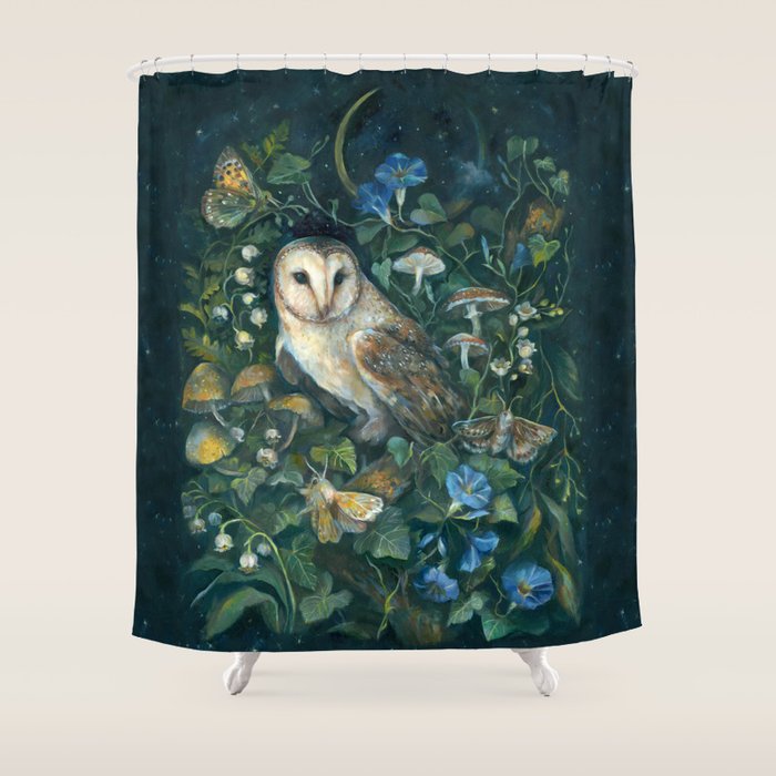 Barn Owl Forest Shower Curtain Gallery Image 1