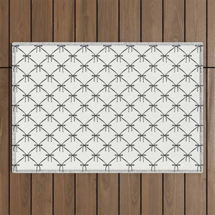 Bows & Ribbons Pattern IV Black and White Outdoor Rug Gallery Image 1