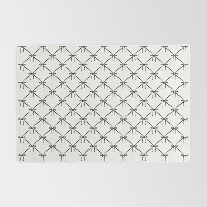 Bows & Ribbons Pattern IV Black and White Rug Gallery Image 2