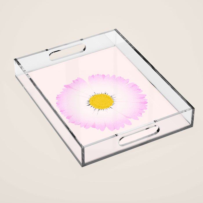 White and Pink Daisy Acrylic Tray Gallery Image 1