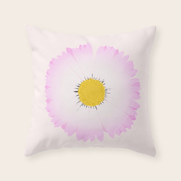 White and Pink Daisy Throw Pillow Gallery Image 1