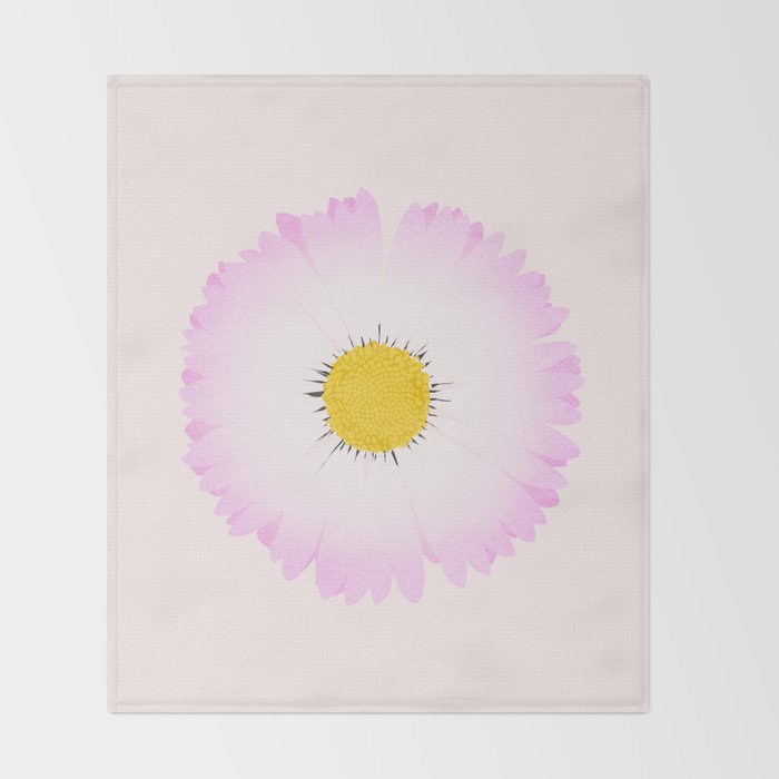 White and Pink Daisy Throw Blanket Gallery Image 2