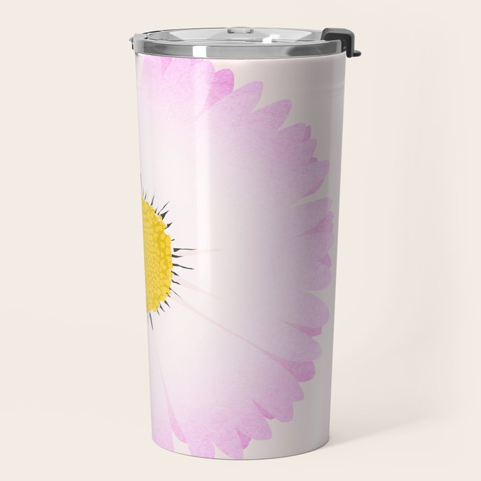 White and Pink Daisy Travel Mug Gallery Image 2