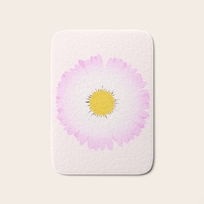 White and Pink Daisy Bath Mat Gallery Image 1