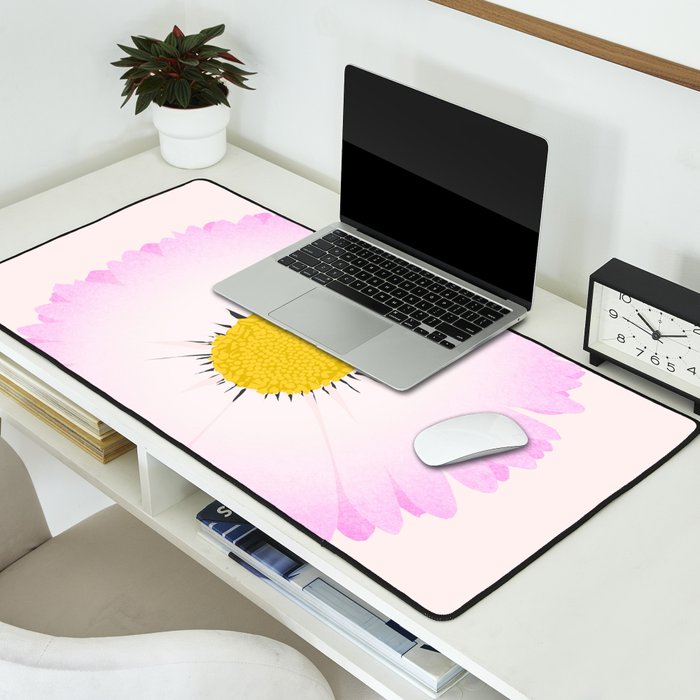 White and Pink Daisy Desk Mat Gallery Image 2