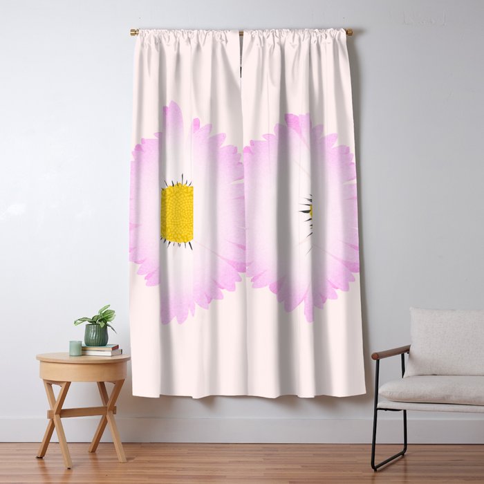 White and Pink Daisy Window Curtain Gallery Image 1