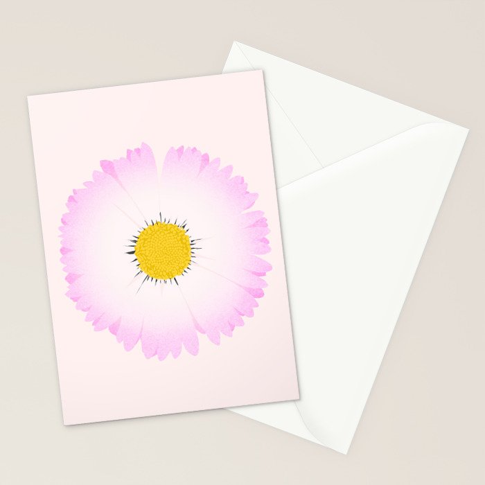 White and Pink Daisy Stationery Card Gallery Image 2