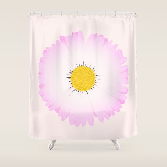 White and Pink Daisy Shower Curtain Gallery Image 1