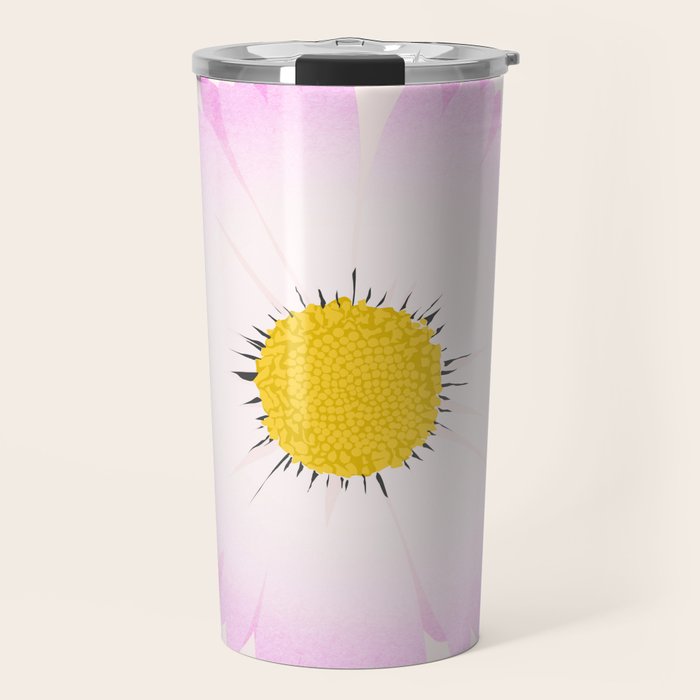 White and Pink Daisy Travel Mug Gallery Image 1