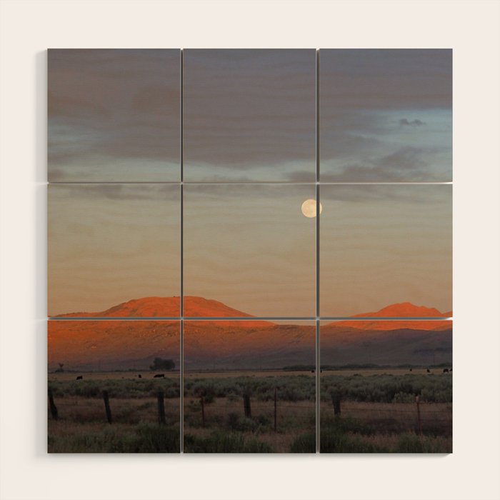 Sierra Valley Moonrise Wood Wall Art Gallery Image 1