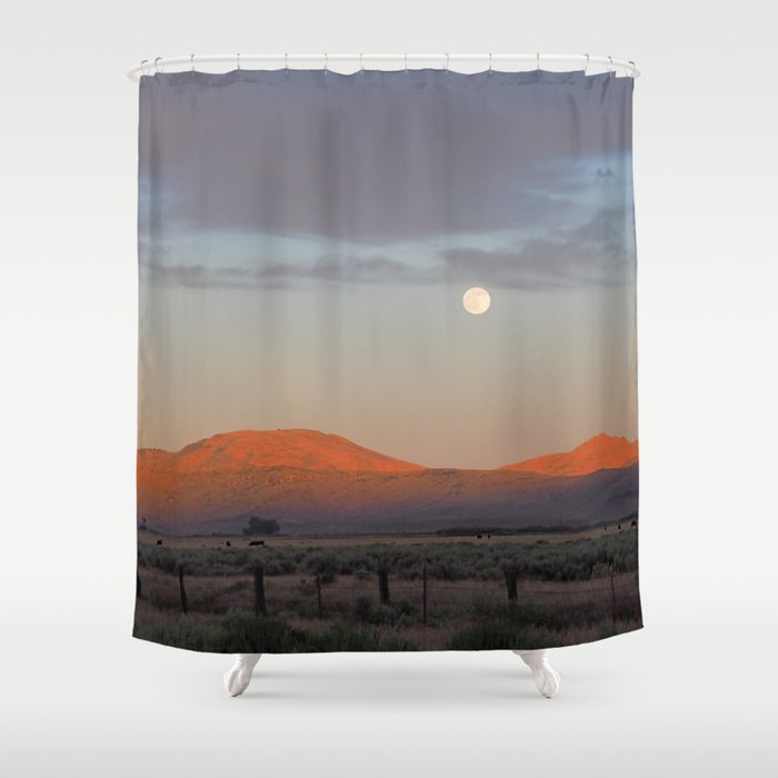 Sierra Valley Moonrise Shower Curtain Gallery Image 1