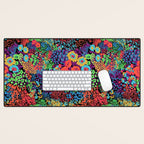 Vintage Floral Neon Desk Mat Gallery Image 1